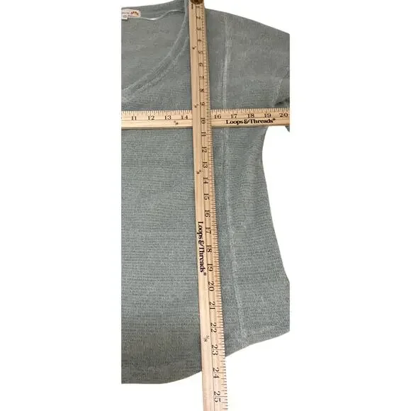 C&C California Sweater Womens Size Medium Seafoam Pullover V-Neck Knit Cotton - Picture 4 of 14